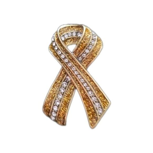 Heidi Daus "Sparkle Strong" Crystal Ribbon Brooch Pin - Picture 2 of 3